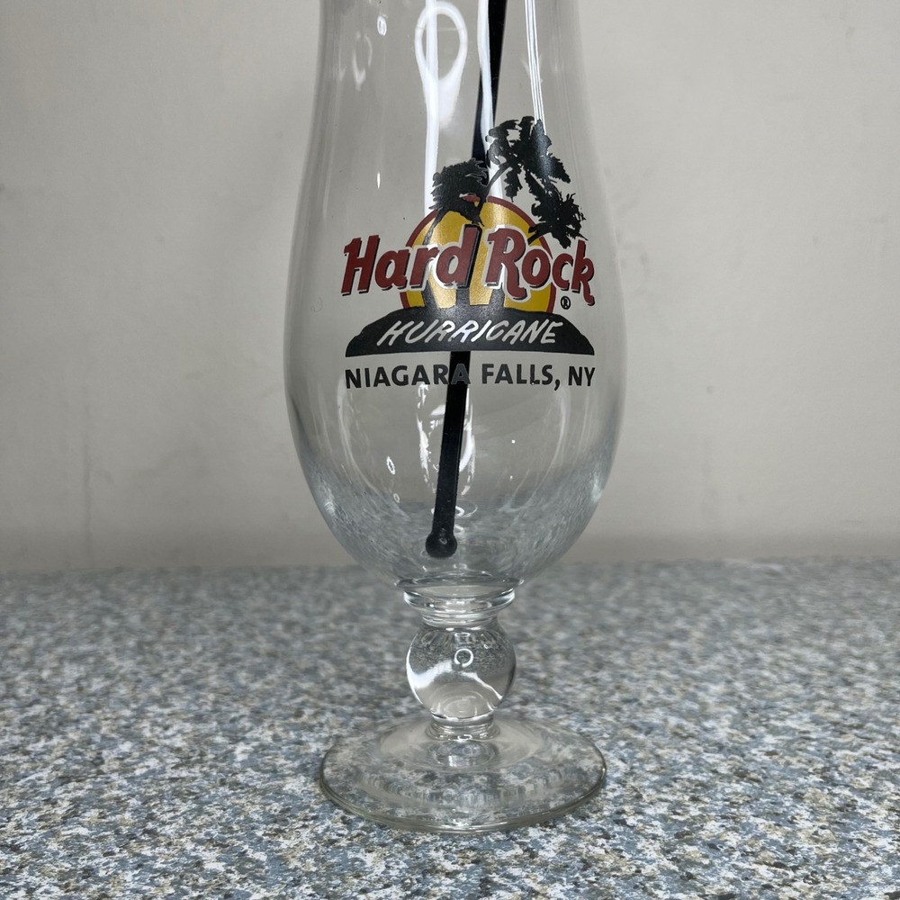 Hard Rock Cafe Hurricane Glass Niagara Falls NY Souvenir with Guitar Stirrer